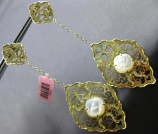 EXTRA LARGE 20.76CT DIAMOND & MOONSTONE 14KT YELLOW GOLD FLOWER HANGING EARRINGS