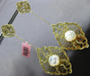 EXTRA LARGE 20.76CT DIAMOND & MOONSTONE 14KT YELLOW GOLD FLOWER HANGING EARRINGS