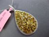 LARGE WHITE & INTENSE FANCY YELLOW DIAMOND 18KT 2 TONE GOLD CLUSTER DROP PENDANT