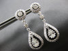 ESTATE 1.46CT DIAMOND 14KT WHITE GOLD ROUND & PEAR SHAPE HANGING EARRINGS #26799