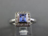 1.02CT DIAMOND & AAA TANZANITE 14KT WHITE GOLD PRINCESS & ROUND ENGAGEMENT RING