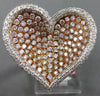 ESTATE LARGE 2.28CT WHITE & PINK DIAMOND 18KT WHITE & ROSE GOLD HEART LOVE RING