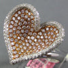ESTATE LARGE 2.28CT WHITE & PINK DIAMOND 18KT WHITE & ROSE GOLD HEART LOVE RING