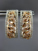 WIDE .19CT DIAMOND 14KT WHITE & ROSE GOLD OVAL LOVE KNOT HUGGIE HANGING EARRINGS