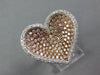 ESTATE LARGE 2.28CT WHITE & PINK DIAMOND 18KT WHITE & ROSE GOLD HEART LOVE RING