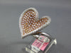 ESTATE LARGE 2.28CT WHITE & PINK DIAMOND 18KT WHITE & ROSE GOLD HEART LOVE RING