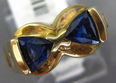 1.75CT DIAMOND & AAA SAPPHIRE 14K YELLOW GOLD TRILLION & BAGUETTE BOW SHAPE RING