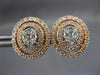 1.20CT DIAMOND 14KT WHITE & ROSE GOLD CLASSIC CLUSTER DOUBLE HALO STUD EARRINGS