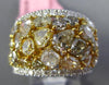 5.08CT DIAMOND 18KT 2 TONE GOLD MULTI COLOR CLUSTER MULTI SHAPE ANNIVERSARY RING
