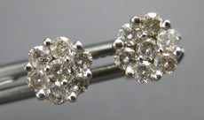 ESTATE .50CT DIAMOND 14KT 2 TONE GOLD 3D CLASSIC FLOWER INVISIBLE STUD EARRINGS