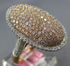 ESTATE LARGE 2.20CT WHITE & PINK DIAMOND 18KT YELLOW GOLD CLUSTER OVAL FUN RING