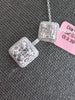 1.41CT DIAMOND 18KT WHITE GOLD ROUND & BAGUETTE SQUARE CLUSTER FLOATING PENDANT