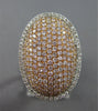 ESTATE LARGE 2.20CT WHITE & PINK DIAMOND 18KT YELLOW GOLD CLUSTER OVAL FUN RING