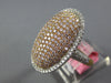 ESTATE LARGE 2.20CT WHITE & PINK DIAMOND 18KT YELLOW GOLD CLUSTER OVAL FUN RING