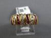 ESTATE WIDE .71CT DIAMOND & AAA RUBY 14K YELLOW GOLD MULTI ROW ANNIVERSARY RING