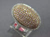 ESTATE LARGE 2.20CT WHITE & PINK DIAMOND 18KT YELLOW GOLD CLUSTER OVAL FUN RING
