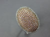 ESTATE LARGE 2.20CT WHITE & PINK DIAMOND 18KT YELLOW GOLD CLUSTER OVAL FUN RING