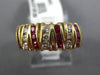 ESTATE WIDE .71CT DIAMOND & AAA RUBY 14K YELLOW GOLD MULTI ROW ANNIVERSARY RING