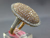 ESTATE LARGE 2.20CT WHITE & PINK DIAMOND 18KT YELLOW GOLD CLUSTER OVAL FUN RING
