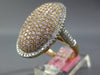 ESTATE LARGE 2.20CT WHITE & PINK DIAMOND 18KT YELLOW GOLD CLUSTER OVAL FUN RING