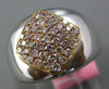 WIDE .56CT PINK DIAMOND 18KT WHITE & ROSE GOLD CLUSTER SIDEWAYS PAVE SQUARE RING