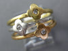 ESTATE .06CT DIAMOND 14KT TRI COLOR GOLD ETOILE FLOWER TRIPLE STACKABLE FUN RING