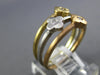 ESTATE .06CT DIAMOND 14KT TRI COLOR GOLD ETOILE FLOWER TRIPLE STACKABLE FUN RING