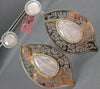 EXTRA LARGE 30.20CT DIAMOND & AAA PINK QUARTZ 14KT ROSE & WHITE GOLD 3D EARRINGS