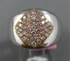 WIDE .56CT PINK DIAMOND 18KT WHITE & ROSE GOLD CLUSTER SIDEWAYS PAVE SQUARE RING
