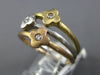 ESTATE .06CT DIAMOND 14KT TRI COLOR GOLD ETOILE FLOWER TRIPLE STACKABLE FUN RING