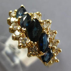 1.48CT DIAMOND & AAA SAPPHIRE 14KT YELLOW GOLD MARQUISE & ROUND ANNIVERSARY RING
