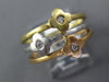 ESTATE .06CT DIAMOND 14KT TRI COLOR GOLD ETOILE FLOWER TRIPLE STACKABLE FUN RING