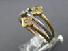 ESTATE .06CT DIAMOND 14KT TRI COLOR GOLD ETOILE FLOWER TRIPLE STACKABLE FUN RING