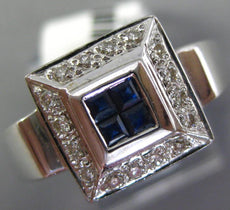 .45CT DIAMOND & AAA SAPPHIRE 18KT WHITE GOLD PRINCESS SQUARE FUN FRIENDSHIP RING