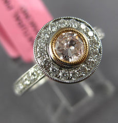 .74CT WHITE & PINK DIAMOND 18KT WHITE & ROSE GOLD 3D BEZEL HALO ENGAGEMENT RING