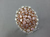 EXTRA LARGE 6.04CT WHITE & PINK DIAMOND 18K WHITE & ROSE GOLD OVAL COCKTAIL RING