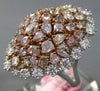 EXTRA LARGE 6.04CT WHITE & PINK DIAMOND 18K WHITE & ROSE GOLD OVAL COCKTAIL RING