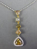 2.07CT WHITE & MULTI COLOR FANCY DIAMOND 18K 2 TONE GOLD TEAR DROP LOVE NECKLACE