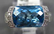 5.06CT DIAMOND & AAA BLUE TOPAZ 14KT WHITE GOLD CUSHION & ROUND FRIENDSHIP RING