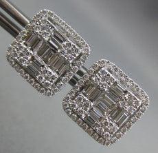 LARGE 2.45CT DIAMOND 18KT WHITE GOLD 3D ROUND & BAGUETTE INVISIBLE STUD EARRINGS