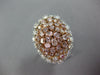 EXTRA LARGE 6.04CT WHITE & PINK DIAMOND 18K WHITE & ROSE GOLD OVAL COCKTAIL RING