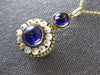 ANTIQUE LARGE 5CT AAA AMETHYST & PEARL 14KT YELLOW GOLD FLOWER PENDANT #26830