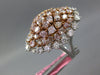EXTRA LARGE 6.04CT WHITE & PINK DIAMOND 18K WHITE & ROSE GOLD OVAL COCKTAIL RING