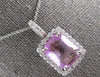 LARGE 5.1CT DIAMOND & AAA PINK SAPPHIRE 14KT WHITE GOLD EMERALD CUT HALO PENDANT