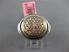 LARGE .77CT PINK DIAMOND 18KT WHITE & ROSE GOLD 3D CLUSTER OVAL UNISEX FUN RING