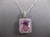 LARGE 5.1CT DIAMOND & AAA PINK SAPPHIRE 14KT WHITE GOLD EMERALD CUT HALO PENDANT