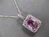 LARGE 5.1CT DIAMOND & AAA PINK SAPPHIRE 14KT WHITE GOLD EMERALD CUT HALO PENDANT