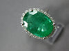 EXTRA LARGE 6.93CT DIAMOND AAA EMERALD 14KT WHITE GOLD OVAL HALO ENGAGEMENT RING