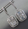 LARGE 3.17CT DIAMOND 18KT WHITE GOLD ROUND & BAGUETTE INVISIBLE HANGING EARRINGS