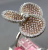 1.65CT WHITE & PINK DIAMOND 18KT WHITE & ROSE GOLD 3D 3 LEAF CLOVER FLOWER RING